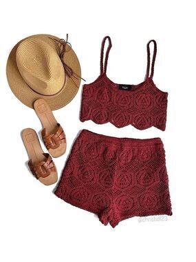 MAAC London Crochet Crop Top & Shorts Set